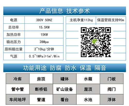 發(fā)泡聚氨酯噴涂設備JNJX-Q30技術參數(shù)